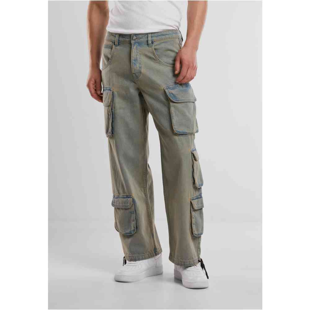 Urban Classics - Multi Pocket Denim Cargobroek - Blauw